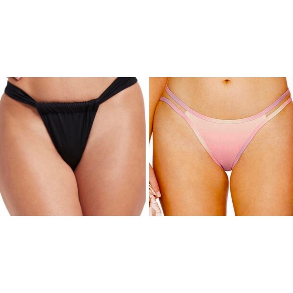 NWT Good American Size 5 2XL Lot Of 2 Bikini Bottoms Black and Sunset Gradient